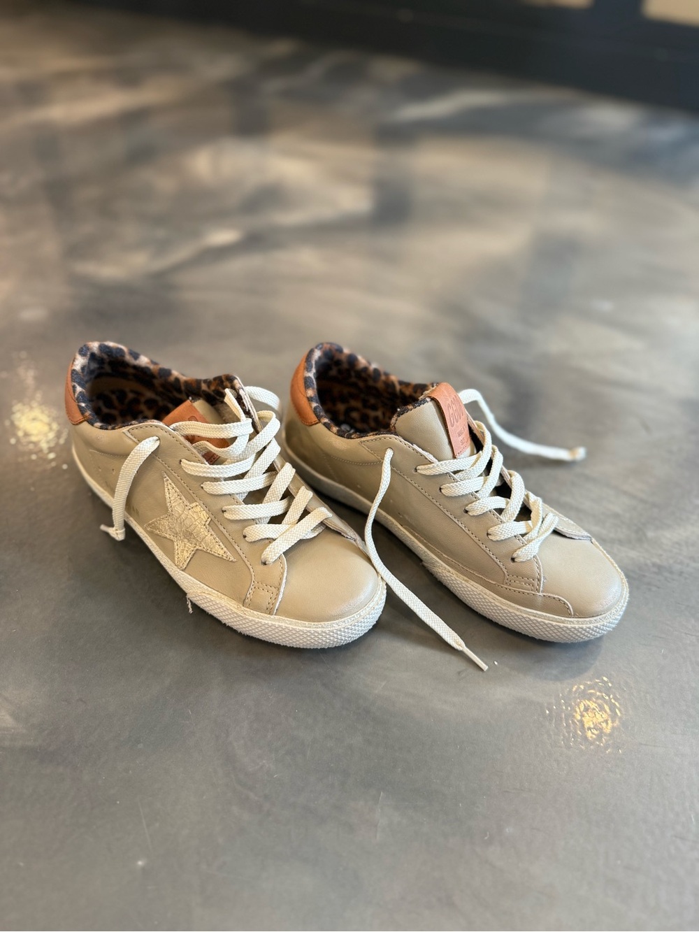 Golden Goose Women’s Kids Lace-Up Sneakers with Leopard Lining